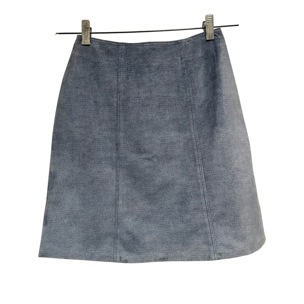ArtiCo Italy Blue Printed Suede Zip Front Mini Skirt Size 38 Luxury Y2K - Picture 2 of 11